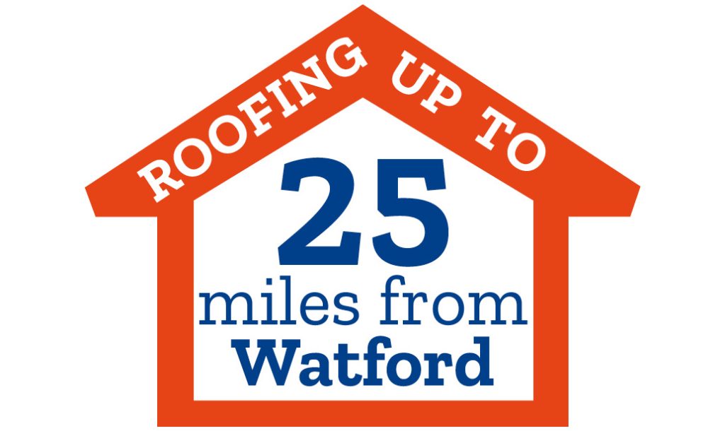 We normally do roofing work up to 25 miles from Watford, Herts.

We also work  in the whole London M25 area.